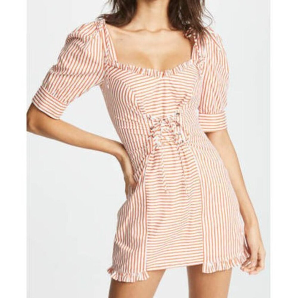 For Love & Lemons Dress striped corset mini selman womens Orange (xsmall) party